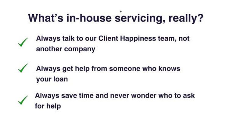 What in-house servicing means at Earnest